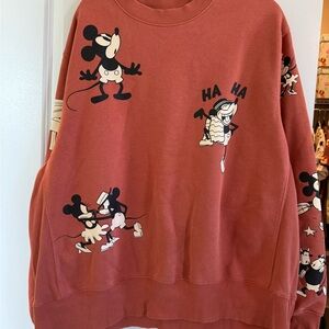Disney Mickey Mouse Graphic Sweatshirt - Rust Red